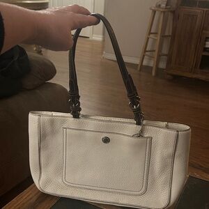 Coach White and Brown Shoulder Bag